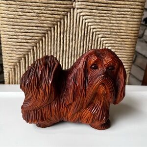 Vintage J Pinal Pekinese wood carved standing Dog